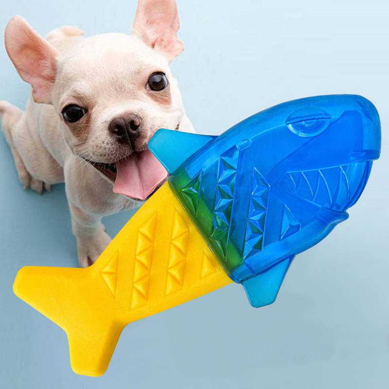 Teeth Cleaning Dog Chew Bone - 夏の暑さ対策！犬用噛むおもちゃ、冷凍可能、歯磨き効果のある水入り骨型おもちゃ、噛みつきに強い、ペット用品（犬用）