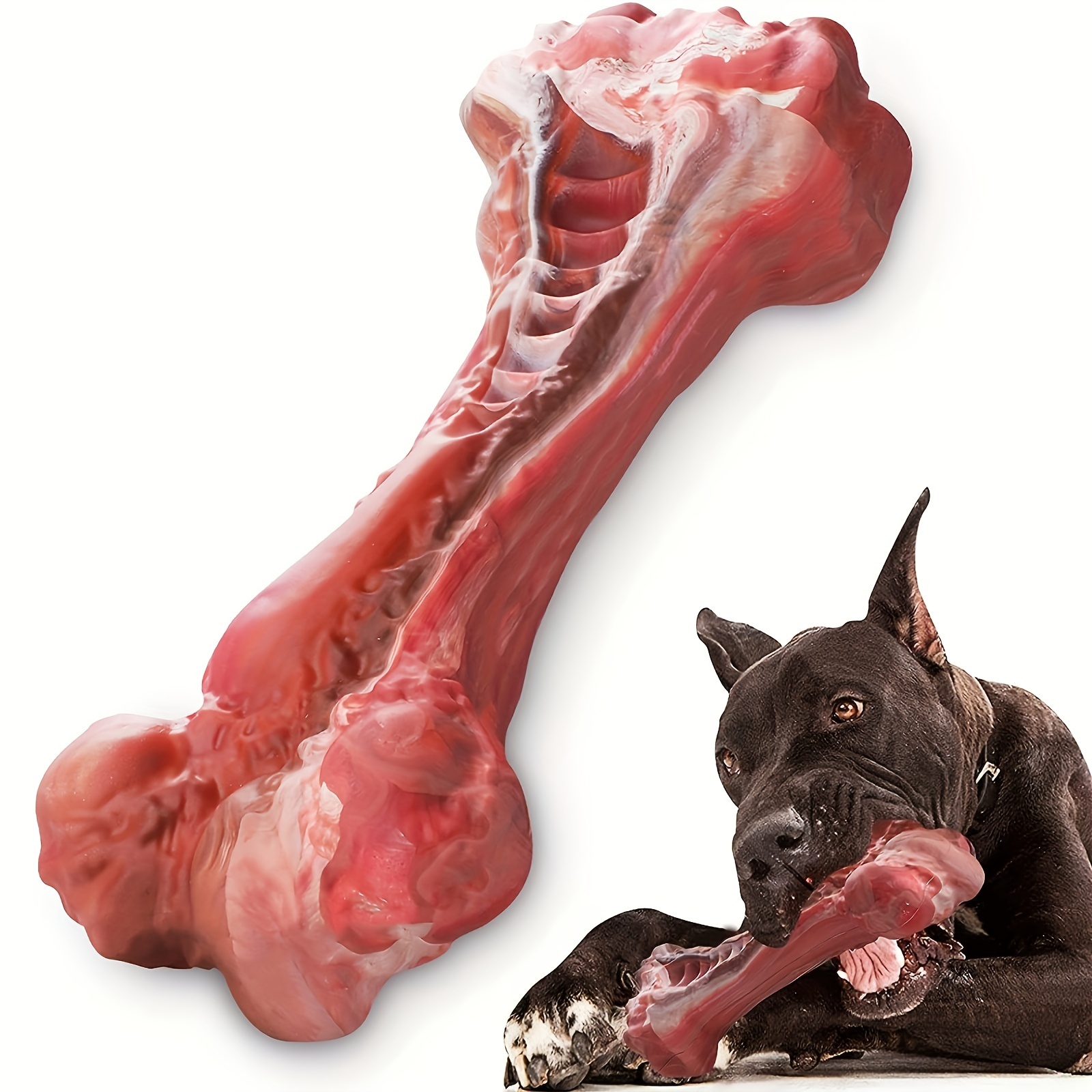 Indestructible Dog Chew Toy - シリコン製犬用噛むおもちゃ、天然ゴム製、無毒、強い噛み癖のある犬に適しています、歯の骨のインタラクティブなクリーニングに。