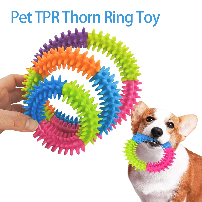 Flying Disc Dog Training Toy - かわいい犬用おもちゃ トレーニングフライングディスク ペットリング スパイキーサークルリング 犬用噛むおもちゃ 歯磨き用ペット用品