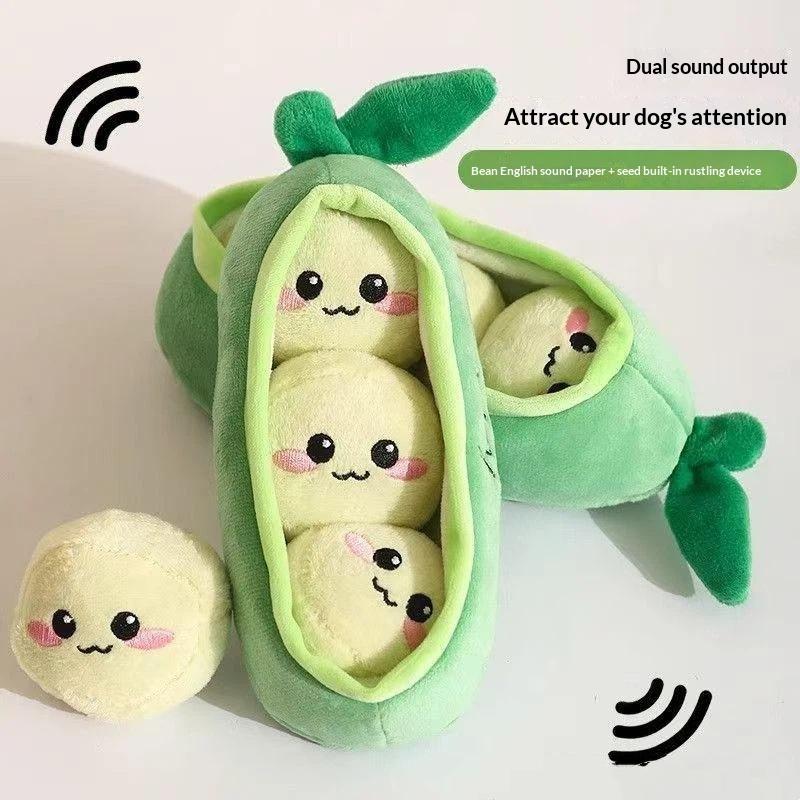 小型犬用豆の実型プラッシュトイ1個、噛みつき防止、音鳴り付き - Interactive Squeaky Plush Dog Toy のレビューと価格