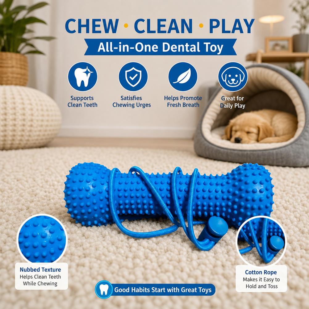 犬用歯固めおもちゃ、プラスチック製、骨の形、表面に凹凸があり - Teeth Cleaning Dog Chew Bone のレビューと価格