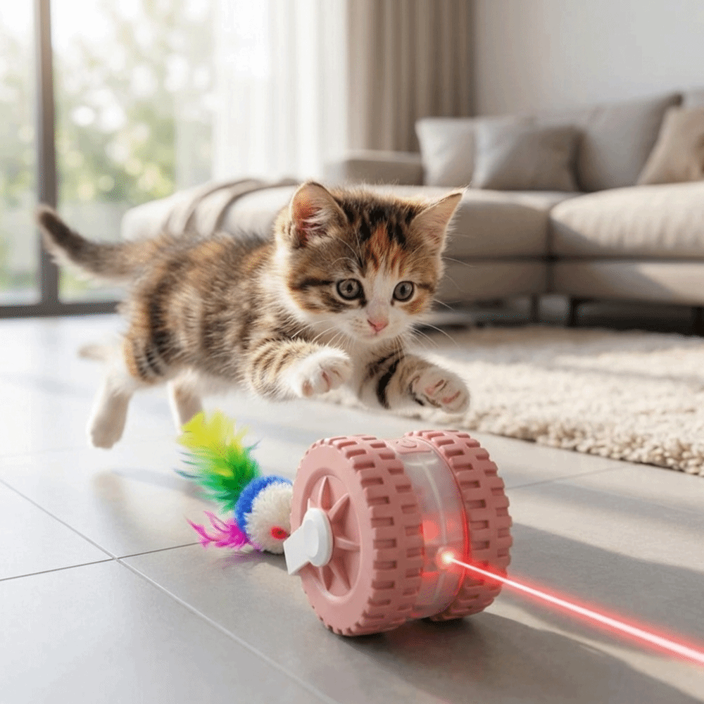 マウスの尻尾を模した赤外線レーザー猫じゃらし。静音設計で、U - Automatic Moving Dog Ball のレビューと価格
