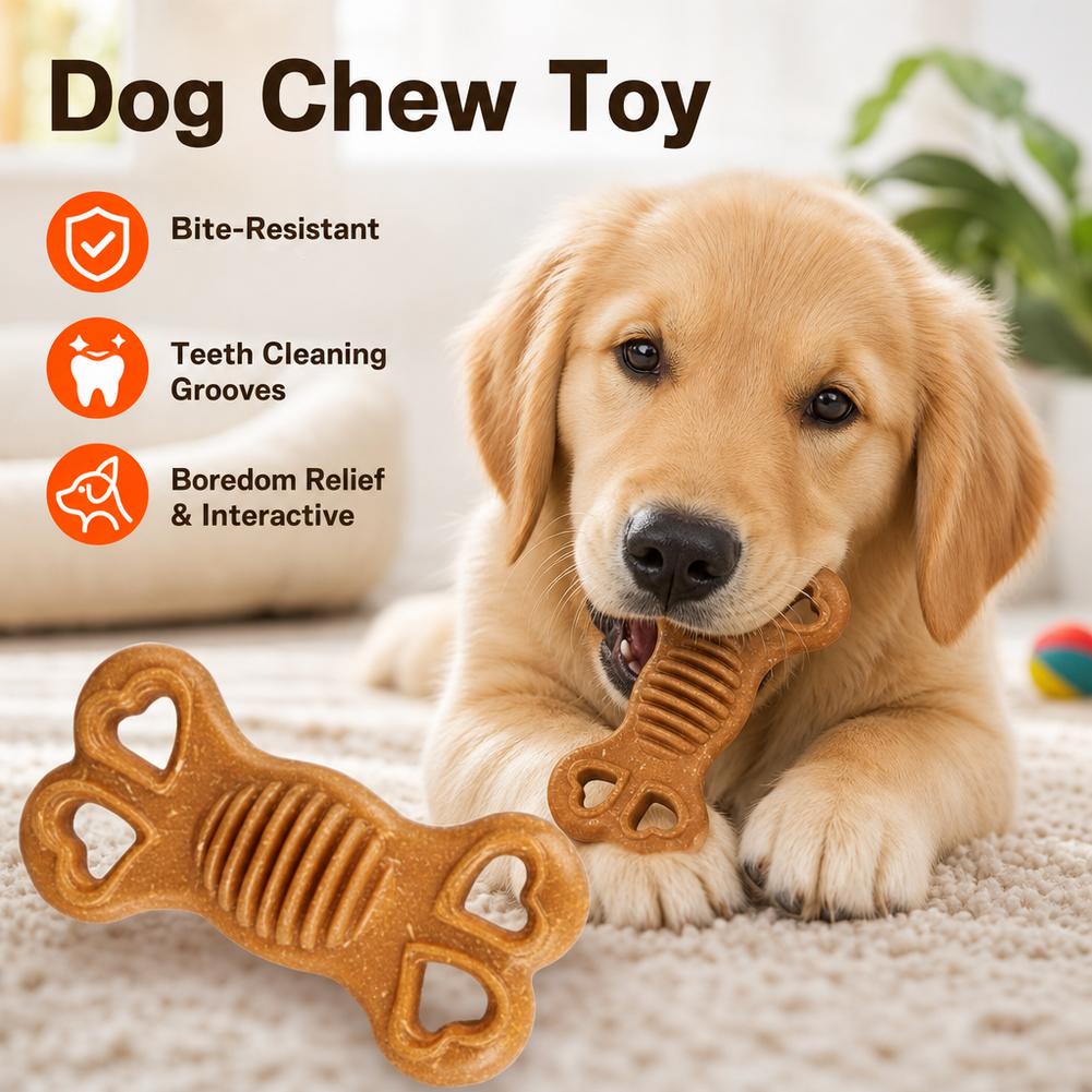 壊れにくい犬用噛むおもちゃ、骨型、噛む力が強い犬向け、歯のク - Teeth Cleaning Dog Chew Bone のレビューと価格
